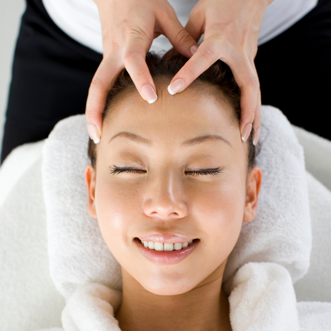 woman enjoy scalp massage