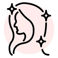Black silhouette of a profile with stars on a pink background