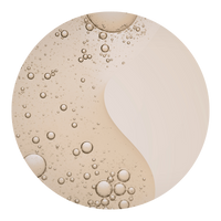 Yin and yang symbol with bubbles on a beige background