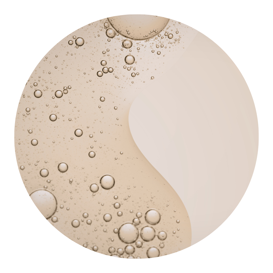 Yin and yang symbol with bubbles on a beige background