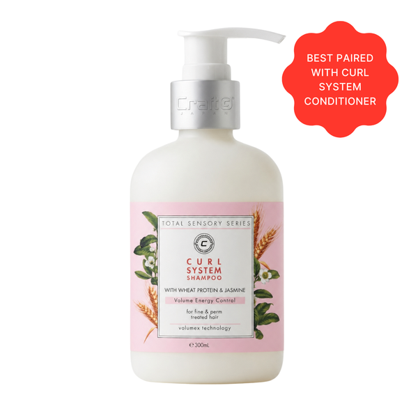 Curl system shampoo with red sticker