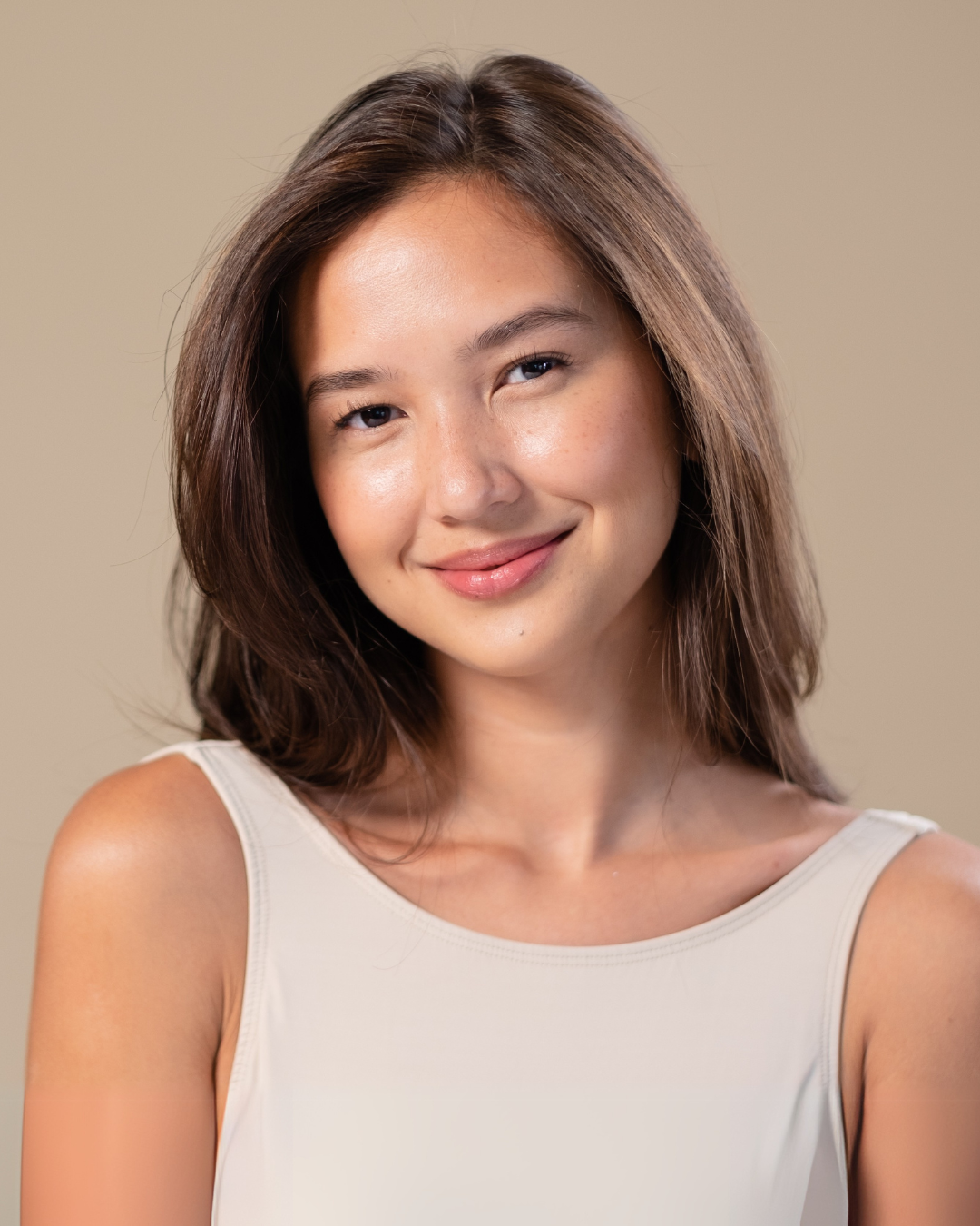 a woman smiling