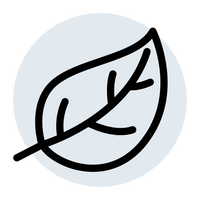 an icon of a leaf on a blue circle background